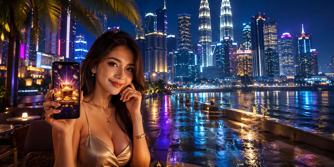 Pemain mengakses kasino langsung melalui telefon pintar di Kuala Lumpur